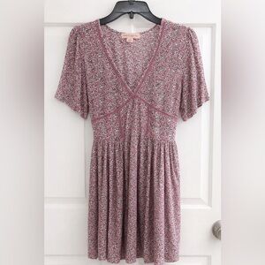 Band of Gypsies Rose-Pink Floral Mini Dress